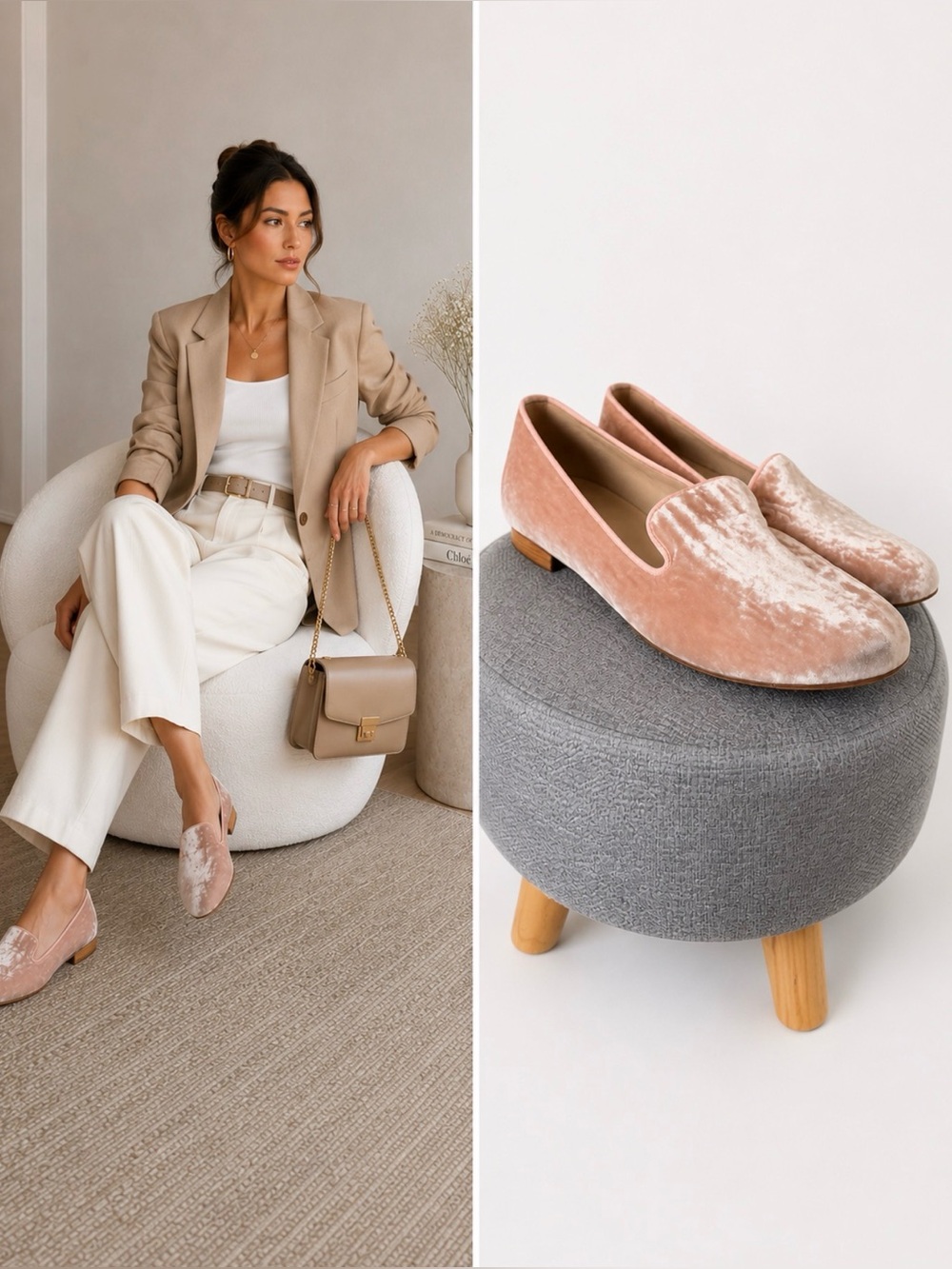 M.‎ Gemi Pink Velvet Flat Loafer Round Almond Toe IT 38.5/ US 8